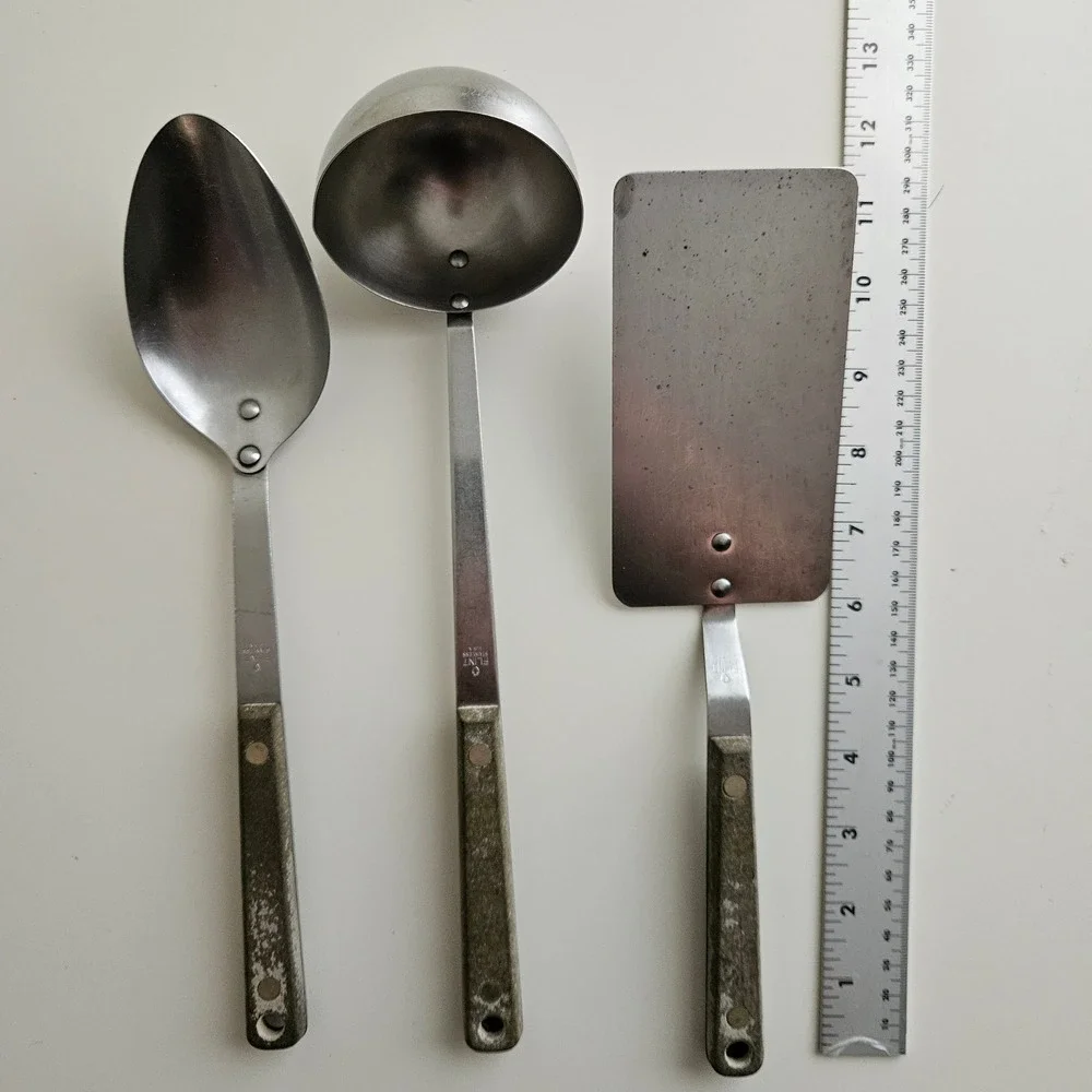 Ekco Flint Arrowhead Vintage Stainless Steel Kitchen Utensil‎ Set 3pc USA FLAWS